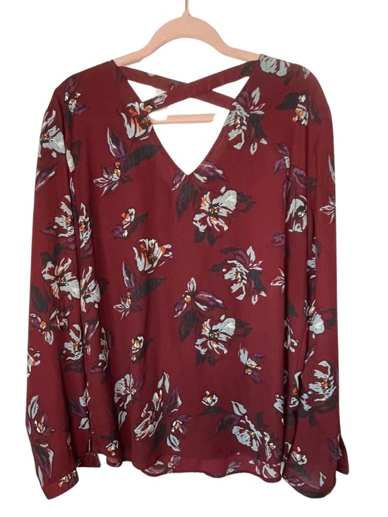 Maurices Tops - Maurices criss-cross floral blouse long sleeves Large